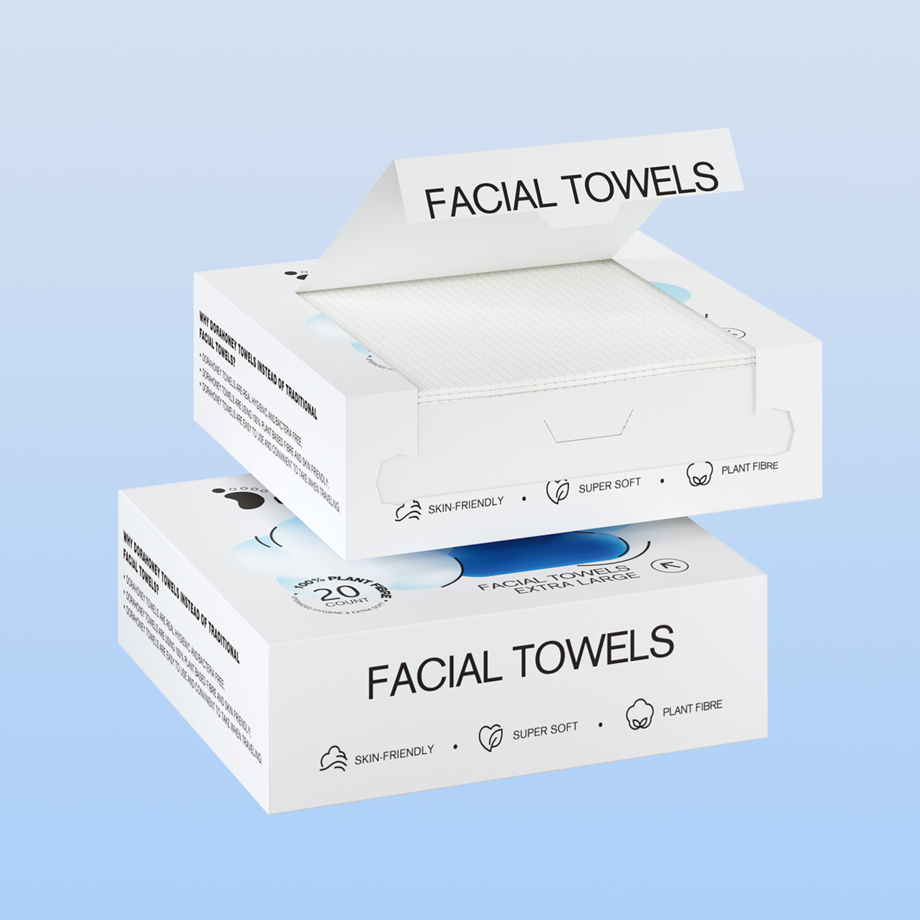 Disposable Facial Towels, 40 Count (2 Packs of 20)